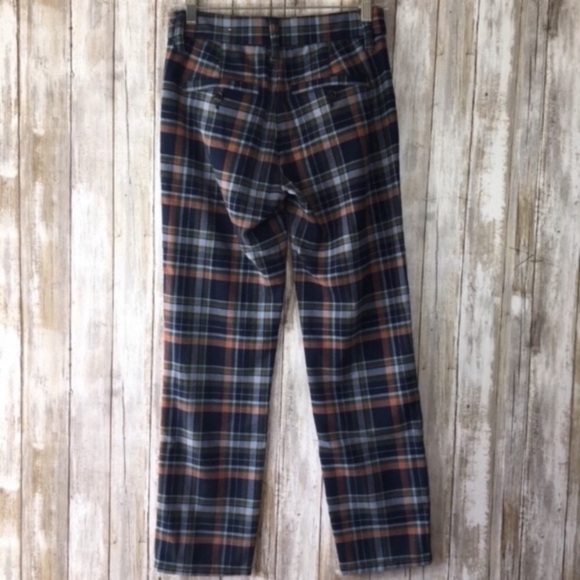 American Eagle Super High Rise Stretch Skinny Blue Plaid Trousers - Picture 3 of 9